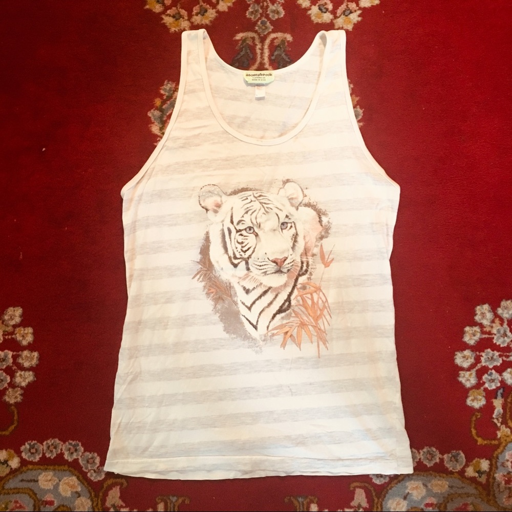 White lion, striped tank top